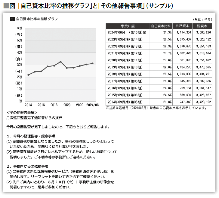 図 「自己資本比率の推移グラフ」と「その他報告事項」(サンプル)