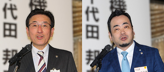 鈴木信二会長（左）と村田顕吉朗戦略推進特別委員長