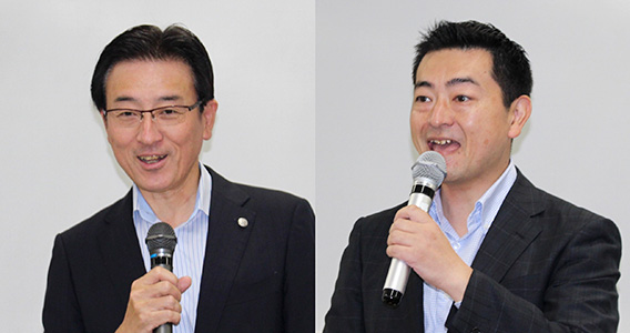 左から鈴木信二会長と分銅雅一研修所長