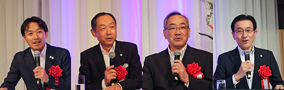 左から山浦佑太会員、山下明宏顧問、大石尚彦顧問、鈴木信二会長